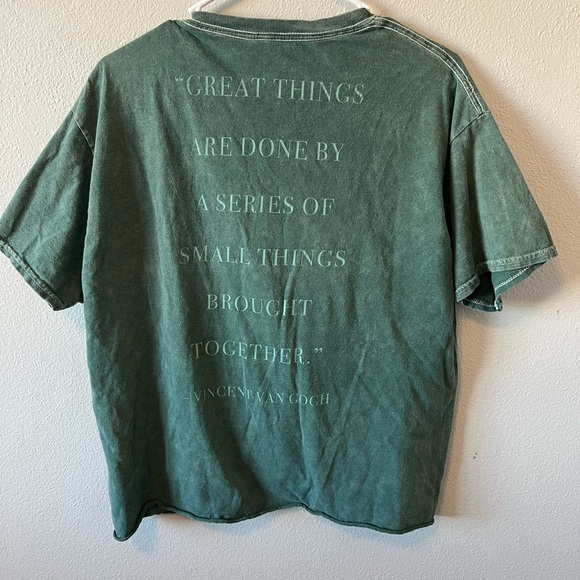 Vincent Van Gogh Roses Graphic T-Shirt IML Green Artsy Boxy Oversized Artist - Picture 5 of 6